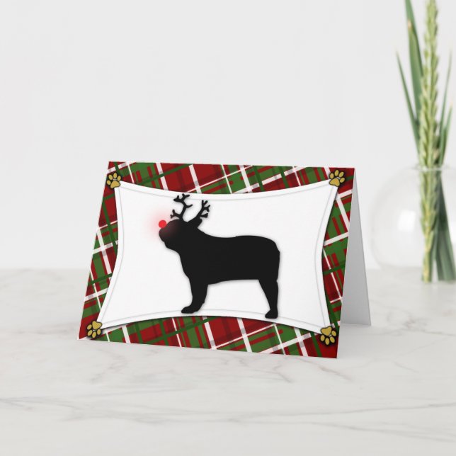 French Bulldog Reindeer Christmas Card (Front)