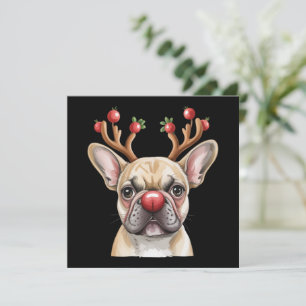 French Bulldog Reindeer Dog Lover Christmas Xmas Invitation