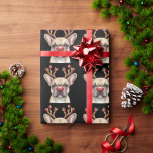 French Bulldog Reindeer Dog Lover Christmas Xmas Wrapping Paper