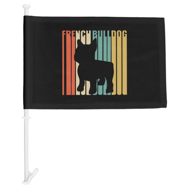 French Bulldog Retro 1970s Dog Silhouette Frenchie Car Flag (Front)