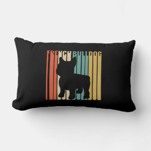 French Bulldog Retro 1970s Dog Silhouette Frenchie Lumbar Pillow