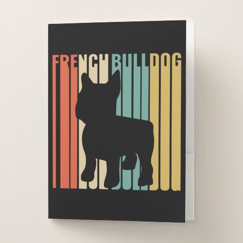 French Bulldog Retro 1970s Dog Silhouette Frenchie Pocket Folder