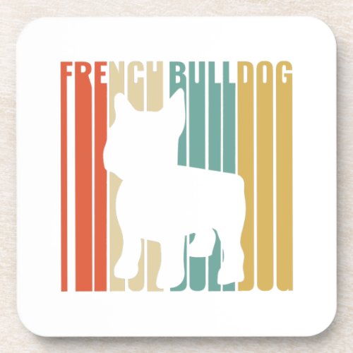 French Bulldog Retro 1970s Gift For Mom Dog Lover Beverage Coaster