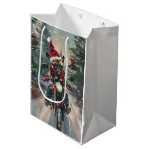 French Bulldog Riding Motorcycle Christmas Medium Gift Bag