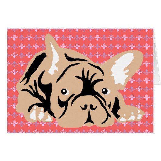 French Bulldog rose Cards (Front Horizontal)