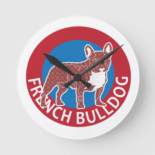 French bulldog round clock (Front)