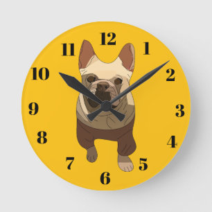 French Bulldog Round Clock
