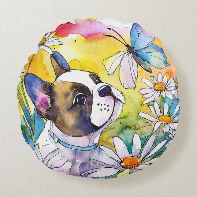 French Bulldog Round Pillow (Front)
