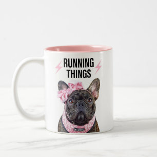 French Bulldog Running Things Two-Tone Coffee Mug