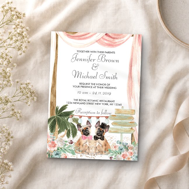 French Bulldog rustic boho Invitation
