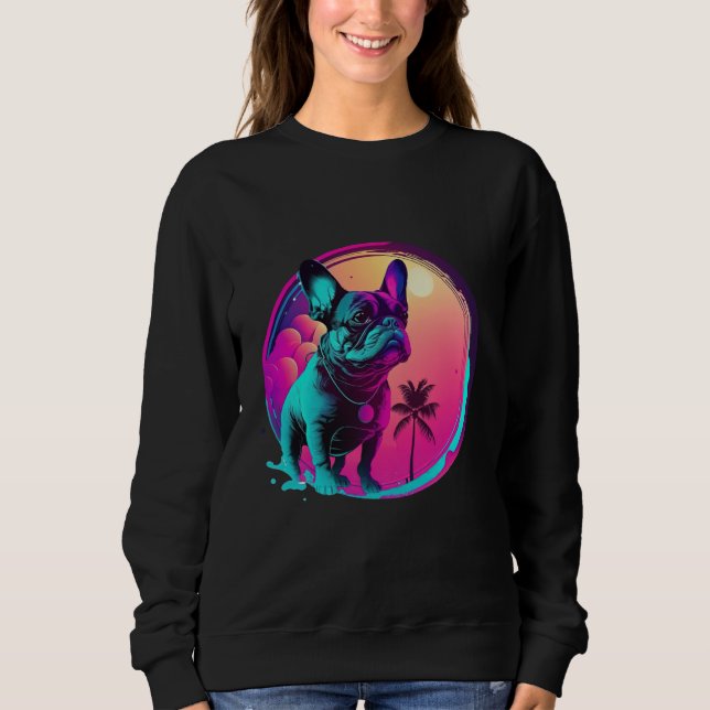 French Bulldog s Synthwave Dreamscape Sweatshirt (Front)