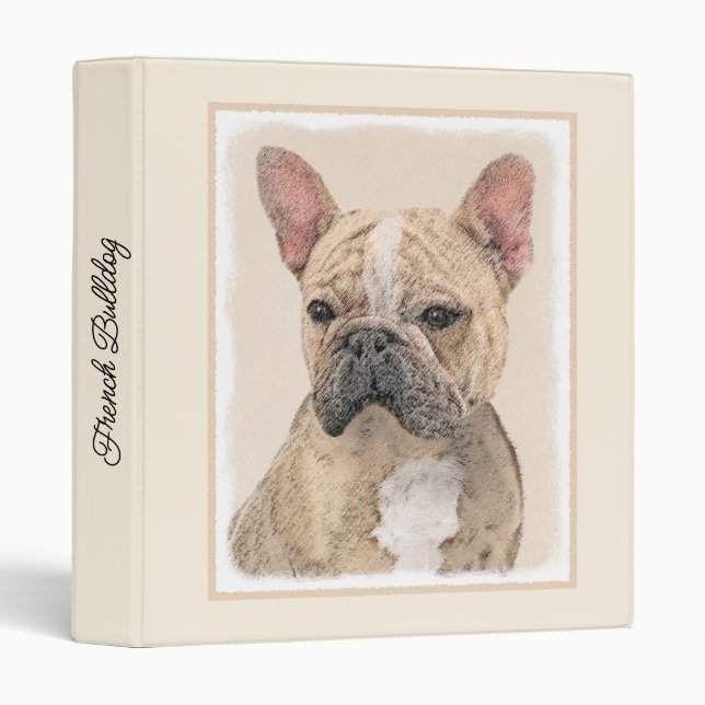 French Bulldog (Sable) Painting - Cute Original Do 3 Ring Binder (Front/Spine)