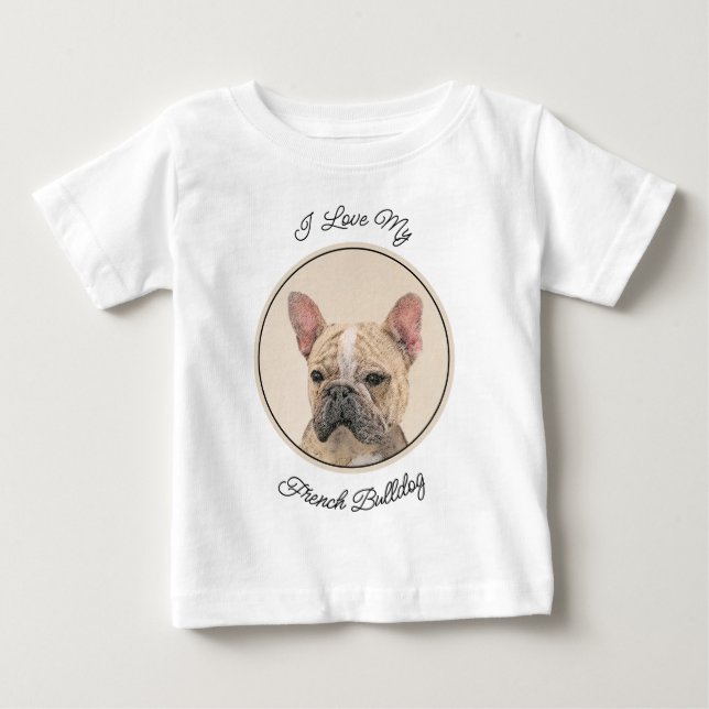 French Bulldog (Sable) Painting - Cute Original Do Baby T-Shirt (Front)