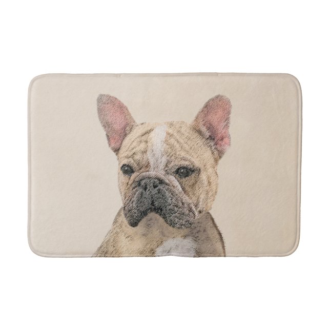 French Bulldog (Sable) Painting - Cute Original Do Bath Mat (Front)