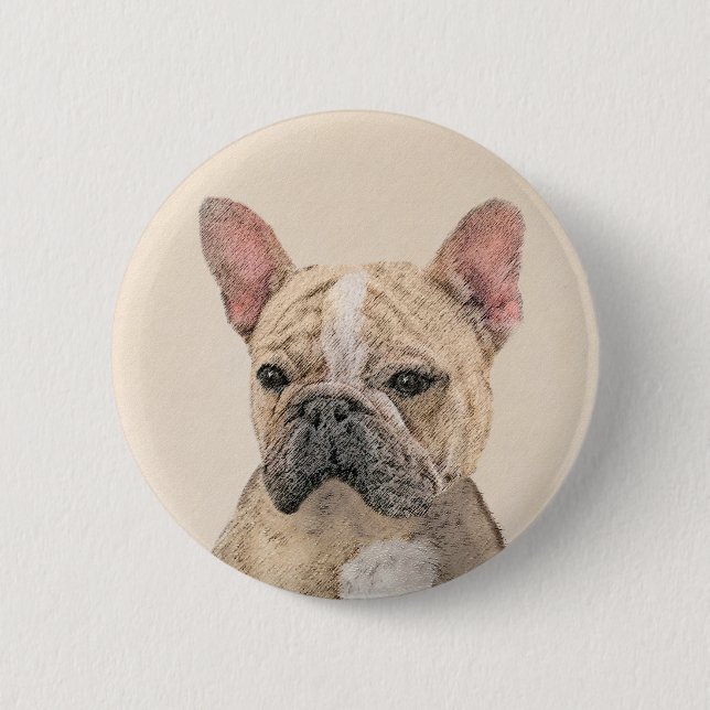 French Bulldog (Sable) Painting - Cute Original Do Button (Front)