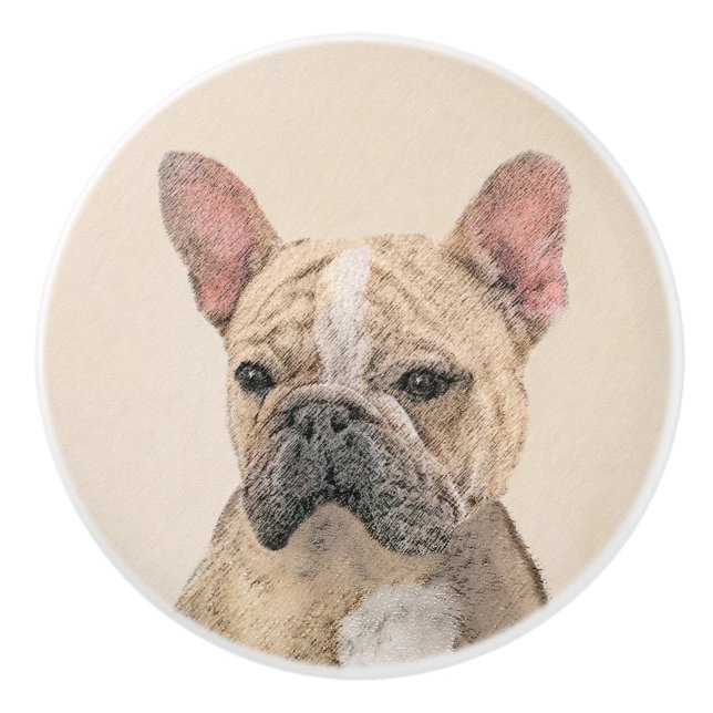 French Bulldog (Sable) Painting - Cute Original Do Ceramic Knob (Front)
