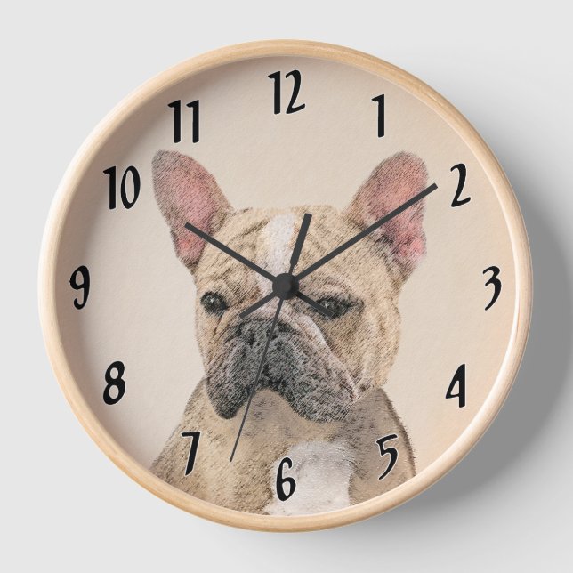 French Bulldog (Sable) Painting - Cute Original Do Clock (Front)