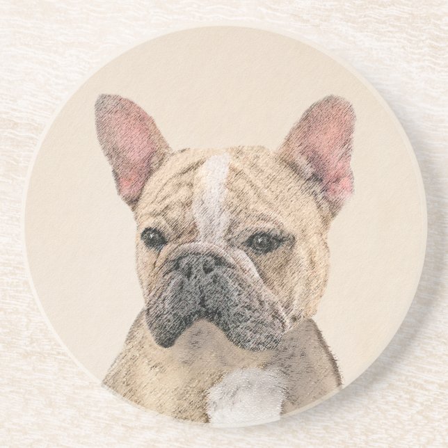 French Bulldog (Sable) Painting - Cute Original Do Coaster (Front)