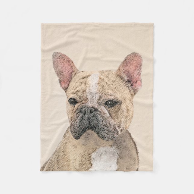 French Bulldog (Sable) Painting - Cute Original Do Fleece Blanket (Front)