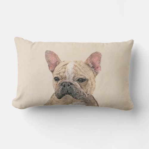 French Bulldog Sable Painting _ Cute Original Do Lumbar Pillow