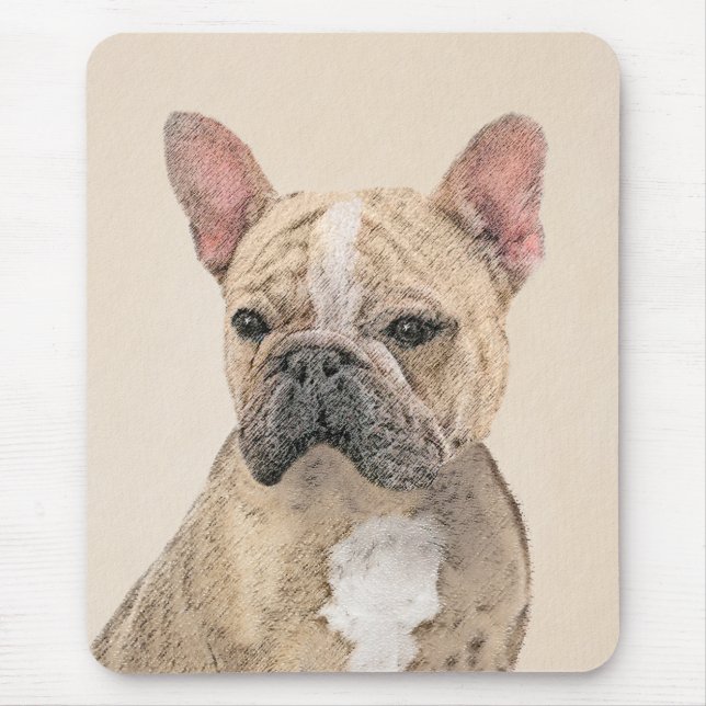 French Bulldog (Sable) Painting - Cute Original Do Mouse Pad (Front)