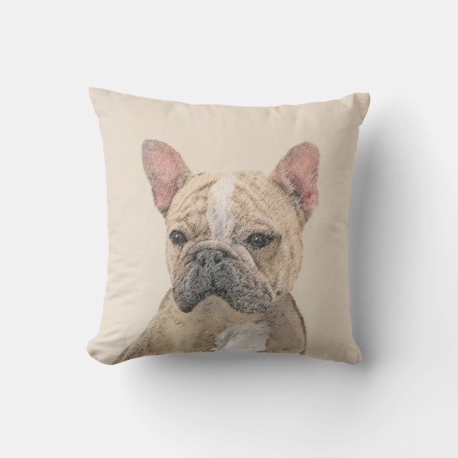 French Bulldog (Sable) Painting - Cute Original Do Outdoor Pillow (Front)