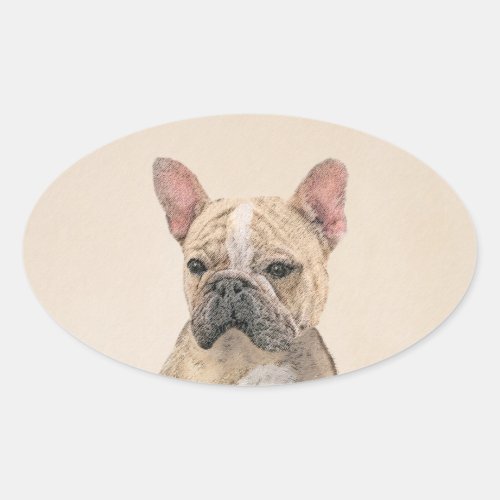 French Bulldog Sable Painting _ Cute Original Do Oval Sticker