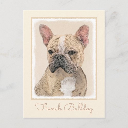 French Bulldog Sable Painting _ Cute Original Do Postcard