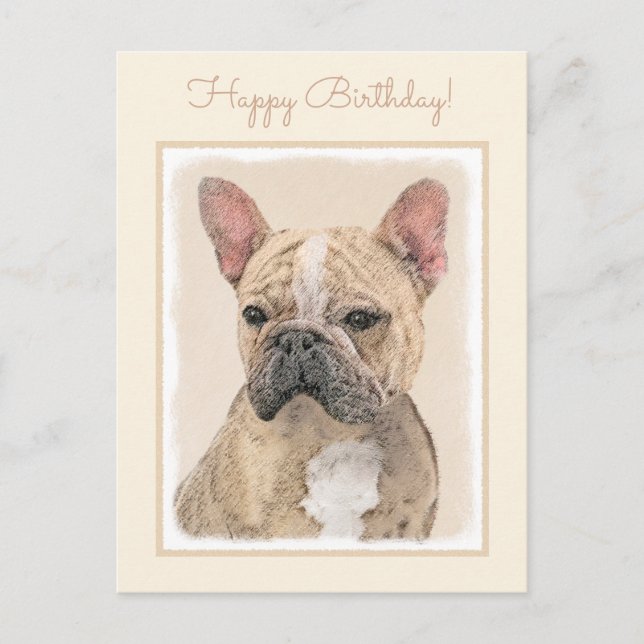 French Bulldog (Sable) Painting - Cute Original Do Postcard (Front)