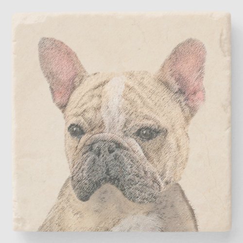 French Bulldog Sable Painting _ Cute Original Do Stone Coaster