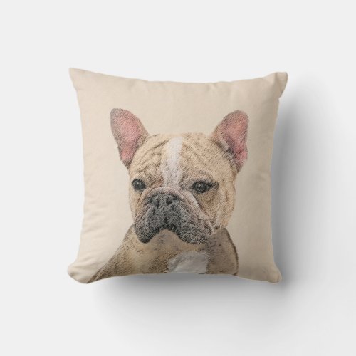 French Bulldog Sable Painting _ Cute Original Do Throw Pillow