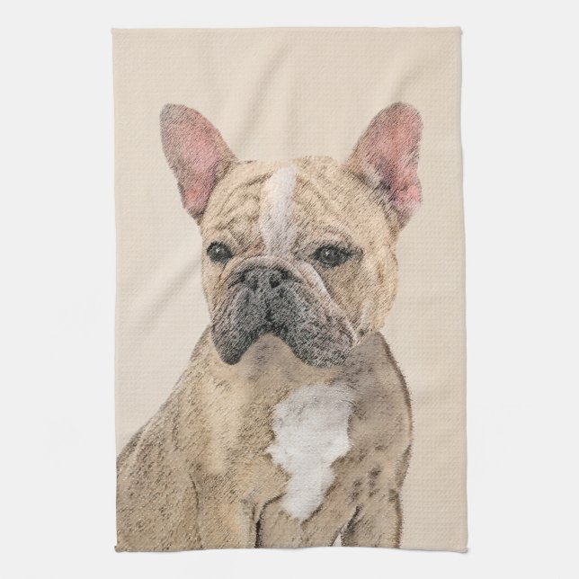 French Bulldog (Sable) Painting - Cute Original Do Towel (Vertical)