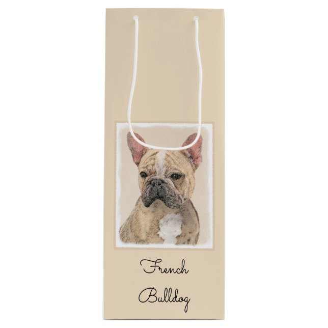 French Bulldog (Sable) Painting - Cute Original Do Wine Gift Bag (Front)