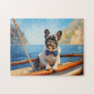 French Bulldog sailing on a yacht Jigsaw Puzzle