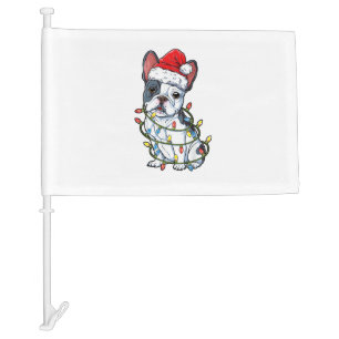 French Bulldog Santa Christmas Tree Lights Xmas Bo Car Flag
