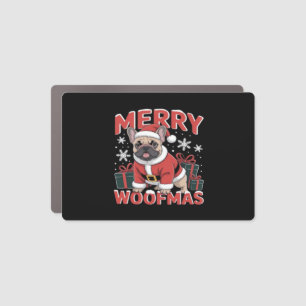 French Bulldog Santa Claus Hat Merry Christmas Dog Car Magnet
