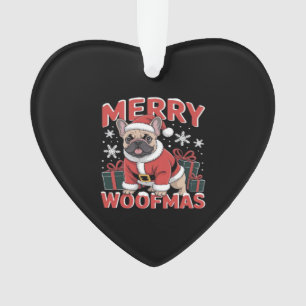 French Bulldog Santa Claus Hat Merry Christmas Dog Ornament