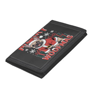 French Bulldog Santa Claus Hat Merry Christmas Dog Tri-fold Wallet