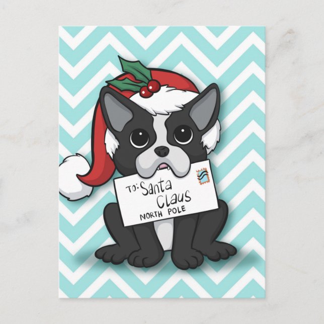 French bulldog Santa Claus Holiday Postcard (Front)
