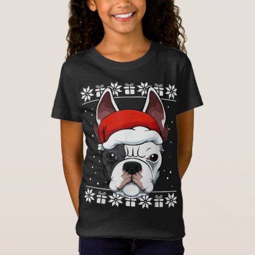 French Bulldog Santa Hat Christmas Pajama Cute Dog T_Shirt