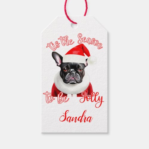 French Bulldog Santa Outfit  Gift Tags