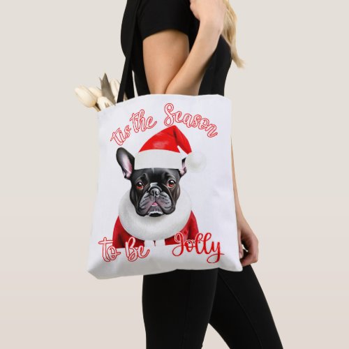 French Bulldog Santa Outfit Tote Bag
