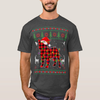 French Bulldog Santa Red Plaid Ugly Christmas Swea T-Shirt