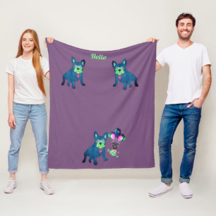 French Bulldog says Hello French Bulldog Fleece Blanket