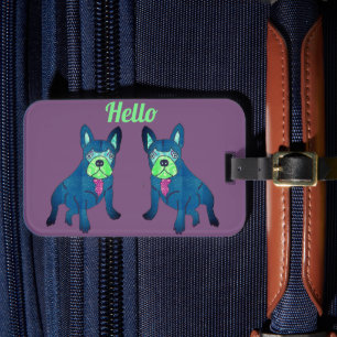 French Bulldog says Hello French Bulldog Luggage Tag