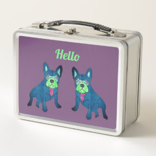 French Bulldog says Hello French Bulldog Metal Lunch Box