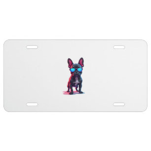 French Bulldog SciFi Wearing Cool Sunglasses License Plate