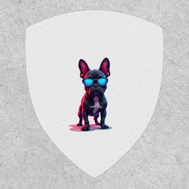 French Bulldog SciFi Wearing Cool Sunglasses Patch (Front)