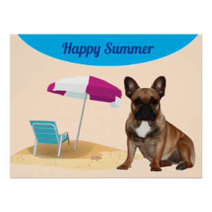French Bulldog Sea French Bulldog Vacation Poster