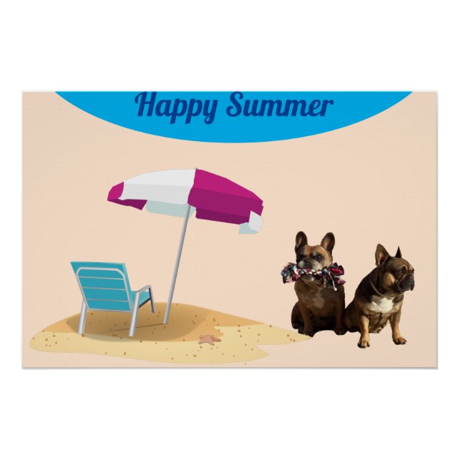 French Bulldog Sea French Bulldog Vacation Poster (Front)